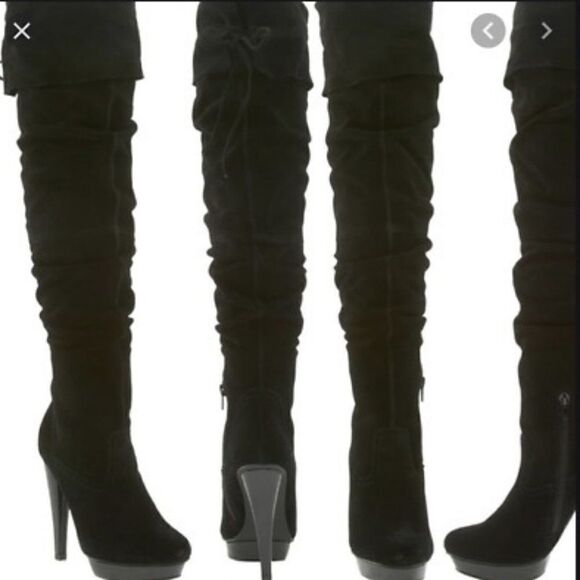 Steve Madden Black Suede Over-the-knee boots 8 - Picture 4 of 7
